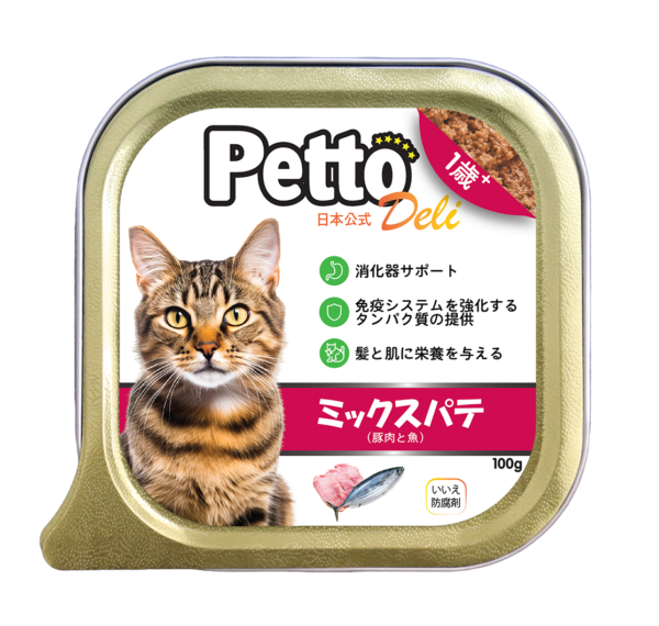 Pate cho Mèo PETTO DELI hỗn hợp cá + heo 100g Chất lượng Nhật Bản